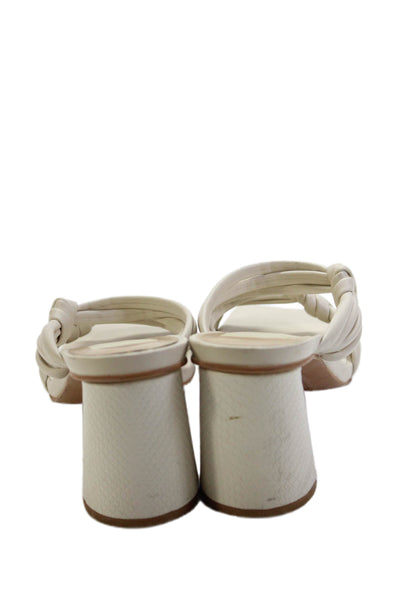 Dolce Vita Womens Leather Strappy Slide On Sandal Heels Beige Size 7.5