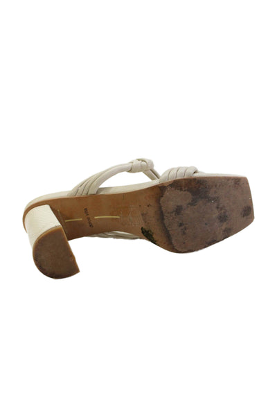 Dolce Vita Womens Leather Strappy Slide On Sandal Heels Beige Size 7.5