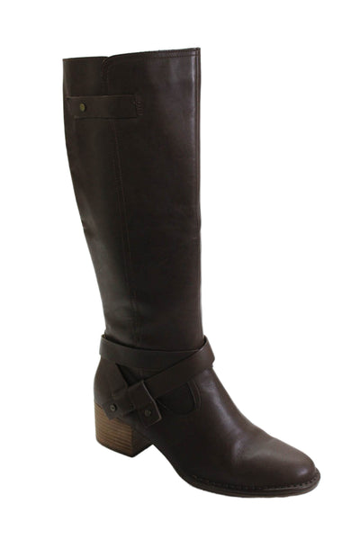 Ugg Womens Leather Strappy Bandara Knee High Boots Brown Size 10