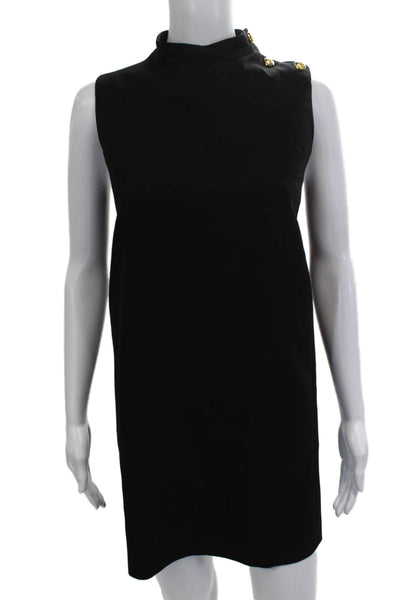 Zara Womens Black Shift Dress Sleeveless High Neck Zip Mini Size M
