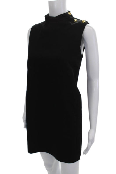 Zara Womens Black Shift Dress Sleeveless High Neck Zip Mini Size M