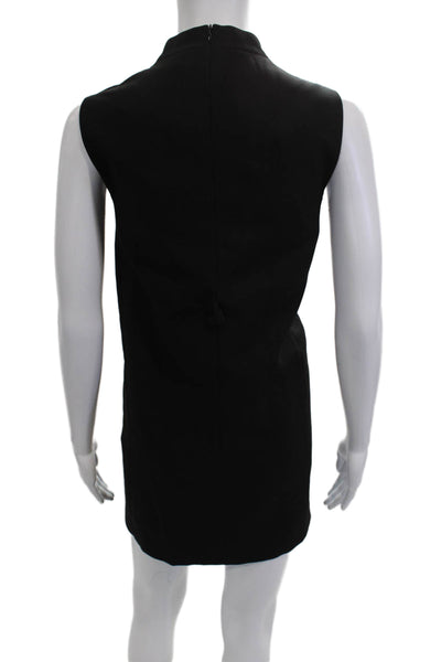 Zara Womens Black Shift Dress Sleeveless High Neck Zip Mini Size M
