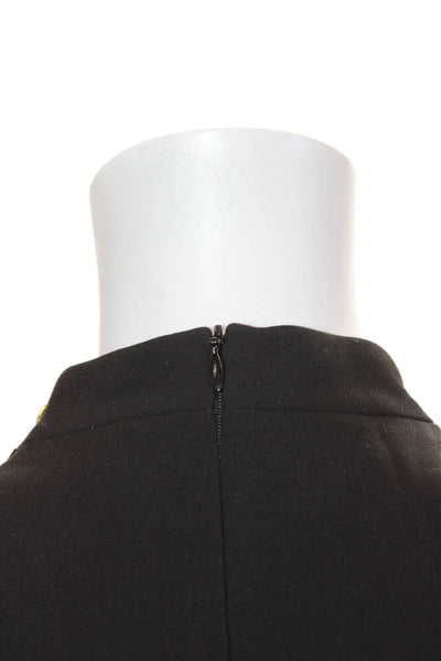 Zara Womens Black Shift Dress Sleeveless High Neck Zip Mini Size M