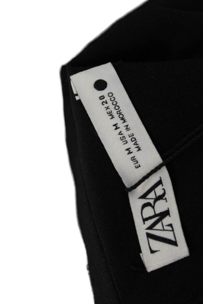 Zara Womens Black Shift Dress Sleeveless High Neck Zip Mini Size M