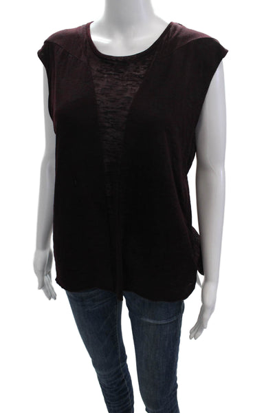 Maje Womens Red Cotton Basic T-Shirt Round Neck Sleeveless Size 3