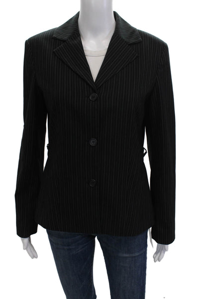 KORS Michael Kors Womens Black Pinstripe Pant Suit Button Long Sleeve Size 6