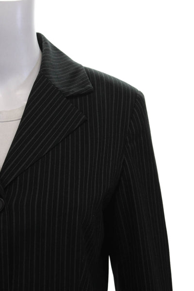 KORS Michael Kors Womens Black Pinstripe Pant Suit Button Long Sleeve Size 6