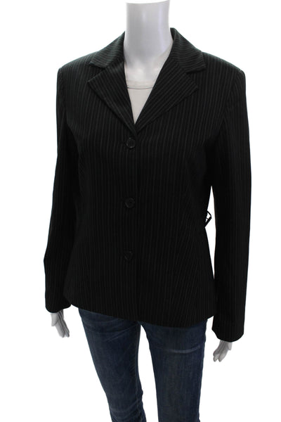 KORS Michael Kors Womens Black Pinstripe Pant Suit Button Long Sleeve Size 6