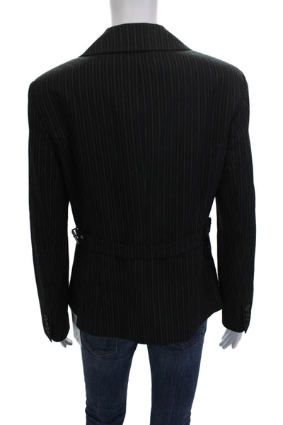 KORS Michael Kors Womens Black Pinstripe Pant Suit Button Long Sleeve Size 6