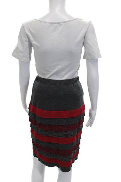 Stizzoli Women Striped Wool Cowl Neck Pullover Blouse Long Sleeve Gray Size S