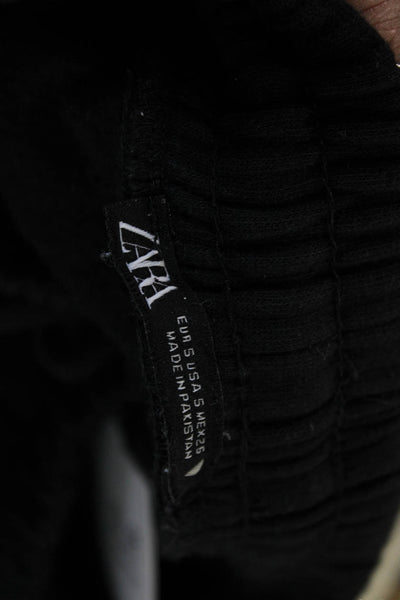 Zara Unisex Adults Black Drawstring Sweatpants Polyester Size S