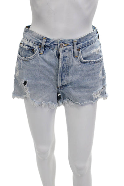 Agolde Womens Cut-Off Blue Cotton Shorts Size 25