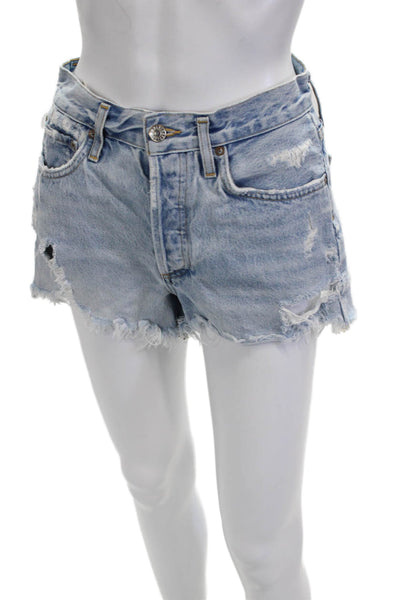 Agolde Womens Cut-Off Blue Cotton Shorts Size 25