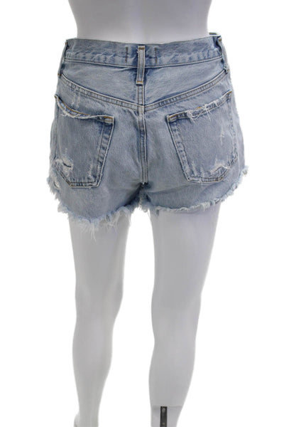 Agolde Womens Cut-Off Blue Cotton Shorts Size 25