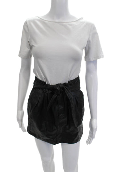 Blank NYC Women Mini Skirt Black Polyurethane Tie Waist Size 25
