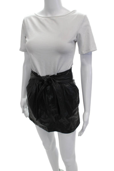 Blank NYC Women Mini Skirt Black Polyurethane Tie Waist Size 25