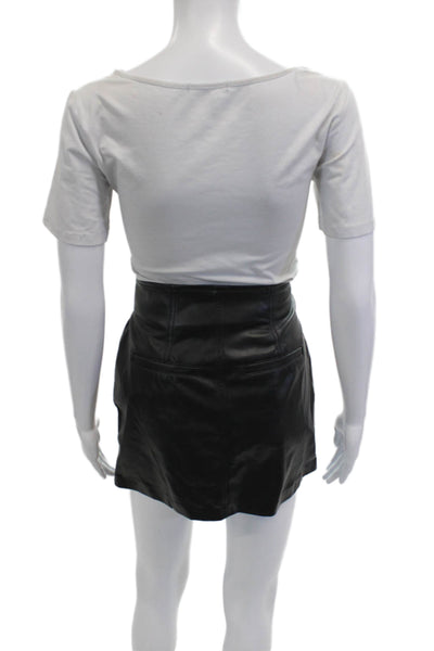 Blank NYC Women Mini Skirt Black Polyurethane Tie Waist Size 25