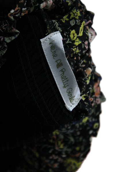 We're All Pretty Girls Women Flare Mini Skirt Black Floral Polyester Size S