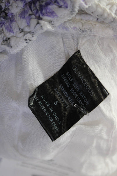 We're All Pretty Girls Womens Hot Pants Skirt White Floral Rayon Mini Size S