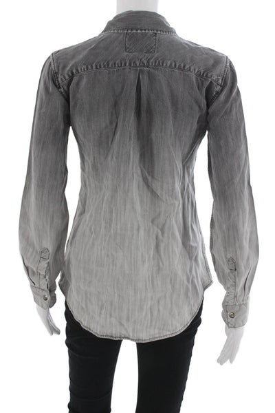 Rails Womens Basic Collared Button-Up Solid Gray Tencel Long Sleeve Size M