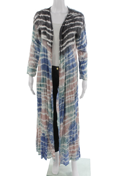 Tiare Hawaii Women Cardigan Striped Rayon Multicolor Long Sleeve Size One Size