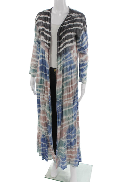 Tiare Hawaii Women Cardigan Striped Rayon Multicolor Long Sleeve Size One Size