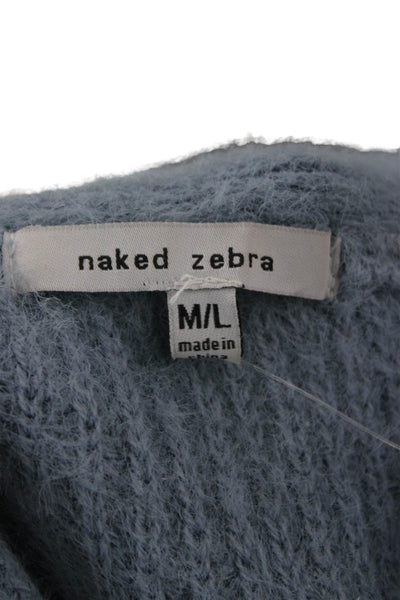 Naked Zebra Womens Blue V-Neck Long Sleeve Cardigan Nylon Size M
