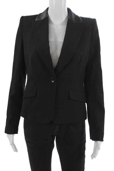 Karen Millen Womens Basic Jacket Black Virgin Wool Button Size 6