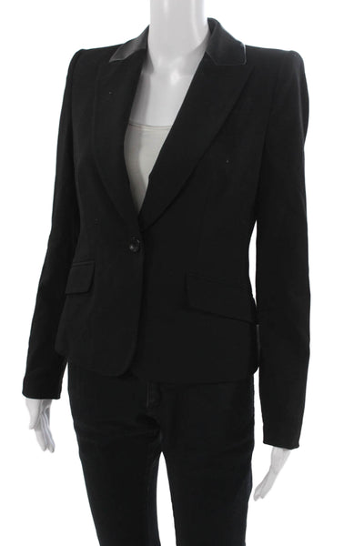 Karen Millen Womens Basic Jacket Black Virgin Wool Button Size 6