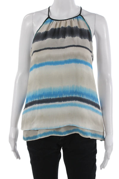 Parker Women Silk Striped Halter Tank Sleeveless Tie Size S