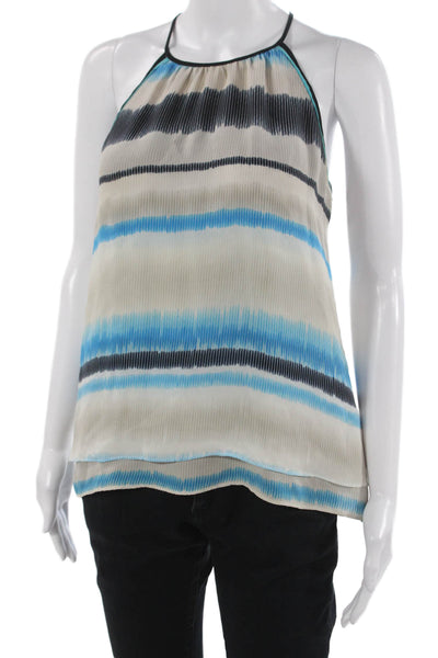 Parker Women Silk Striped Halter Tank Sleeveless Tie Size S