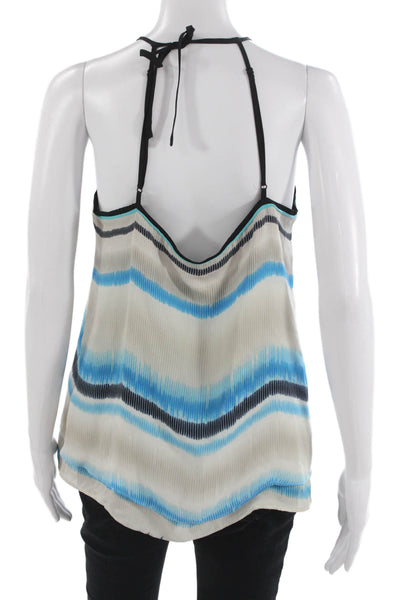 Parker Women Silk Striped Halter Tank Sleeveless Tie Size S