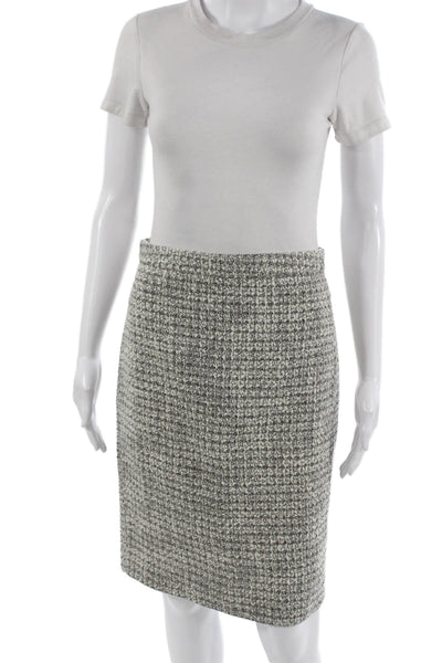 J Crew Women Straight Pencil Skirt Gray Check Knee Length Zip Size 0