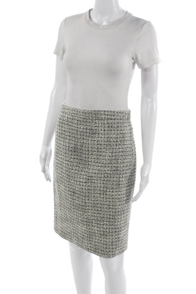 J Crew Women Straight Pencil Skirt Gray Check Knee Length Zip Size 0