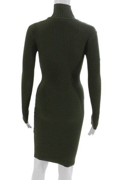 Rachel Roy Women Sweater Dress Green Turtleneck Long Sleeve Knee Length Size XS