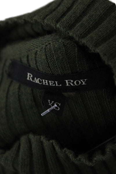 Rachel Roy Women Sweater Dress Green Turtleneck Long Sleeve Knee Length Size XS