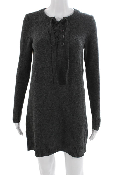Madewell Women Gray Merino Wool Sweater Dress Long Sleeve Crew Neck Size S