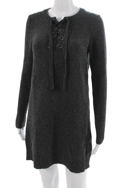 Madewell Women Gray Merino Wool Sweater Dress Long Sleeve Crew Neck Size S