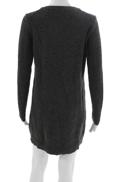 Madewell Women Gray Merino Wool Sweater Dress Long Sleeve Crew Neck Size S