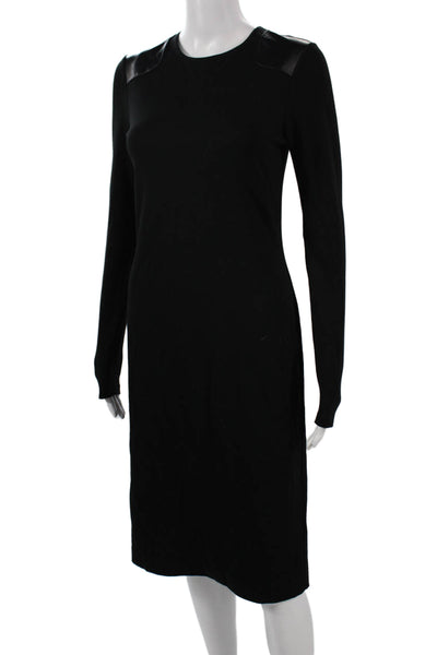 Polo Ralph Lauren Womens Sheath Dress Black Knit Long Sleeve Full Length Size S