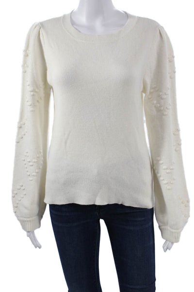 Splendid Womens White Viscose Crew Neck Pullover Sweater Long Sleeve Size M