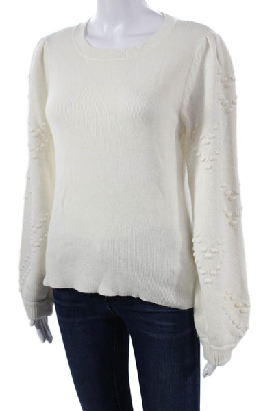 Splendid Womens White Viscose Crew Neck Pullover Sweater Long Sleeve Size M