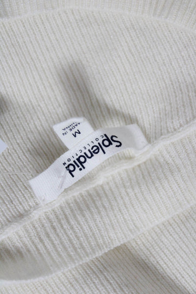Splendid Womens White Viscose Crew Neck Pullover Sweater Long Sleeve Size M