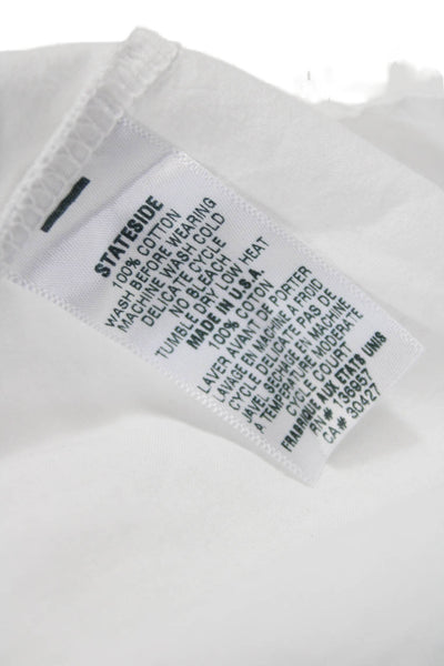 Stateside Women Basic Collared Cotton Button-Up Long Sleeve White Size L