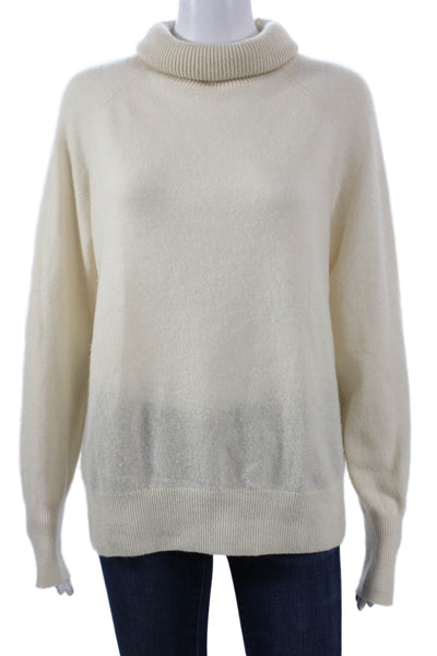 White + Warren Womens Cashmere Turtleneck Pullover Ivory Long Sleeve Size L