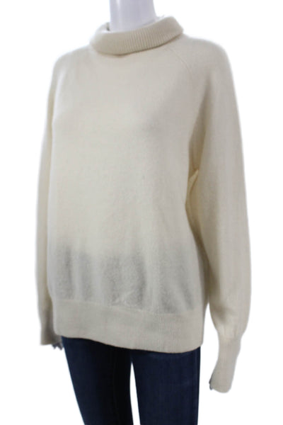 White + Warren Womens Cashmere Turtleneck Pullover Ivory Long Sleeve Size L