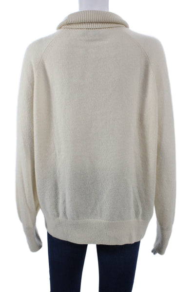 White + Warren Womens Cashmere Turtleneck Pullover Ivory Long Sleeve Size L