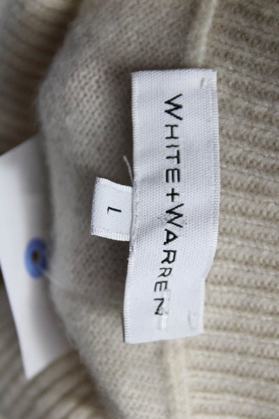White + Warren Womens Cashmere Turtleneck Pullover Ivory Long Sleeve Size L