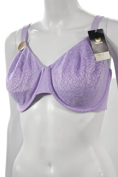 Wacoal Womens Floral Textured Underwire Bra Lilac Size 40D
