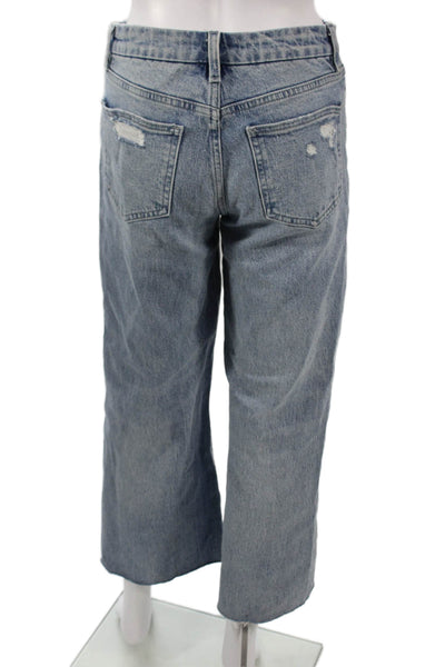 Vervet Women Wide Leg Jeans Blue High Rise Button Cotton Blend Size 25